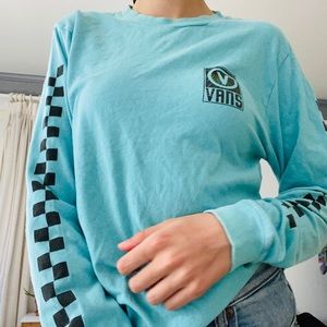 vans light blue graphic tee long sleeve